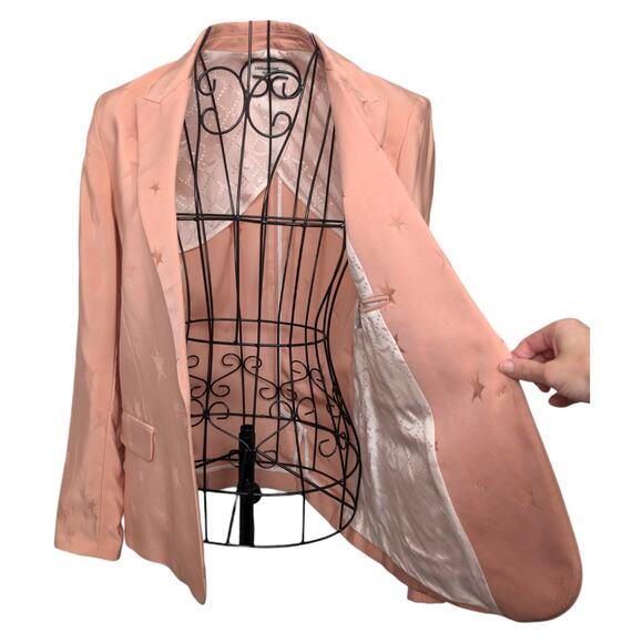 Zadig & Voltaire Deluxe Victor Jacquard Star Blazer Light Pink Womens Small 36 - Picture 10 of 14
